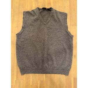 JOS A BANK Mens XL V Neck Merino Wool Sweater Vest Dark Gray Sleeveless Pullover